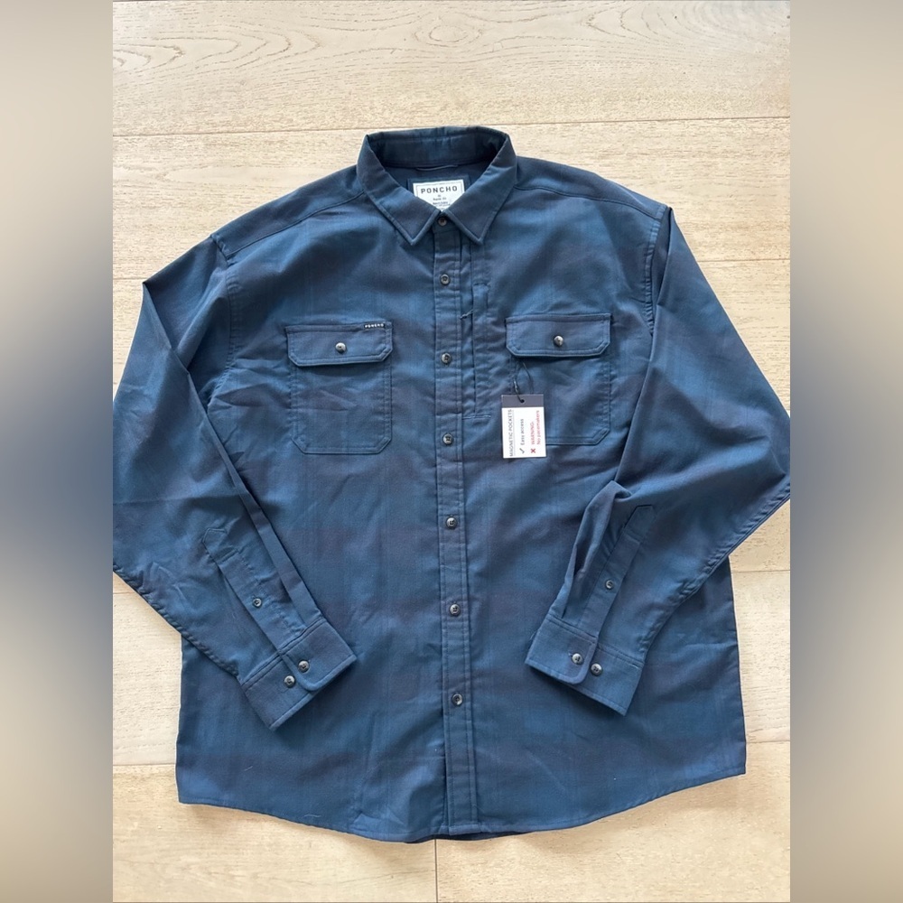 NWT Poncho Blie Goose Magnetic Pocket Flannel Shirt - Size XL Regular Fit